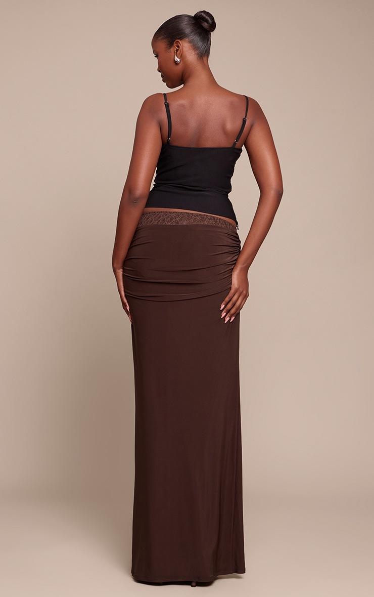 Pretty Little Thing Dark Chocolate Lace Underlay Double Slinky Cowl Maxi Skirt