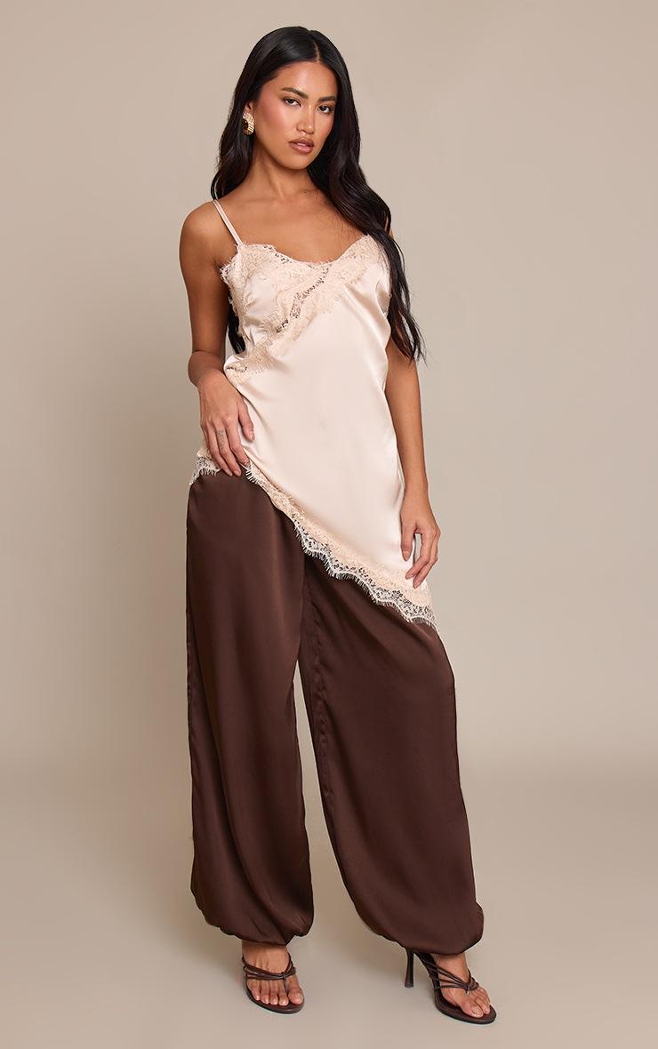 Pretty Little Thing Dark Chocolate Satin Balloon Pants