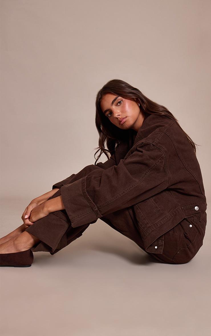 Pretty Little Thing Dark Chocolate Turn Up Cuff Jacket