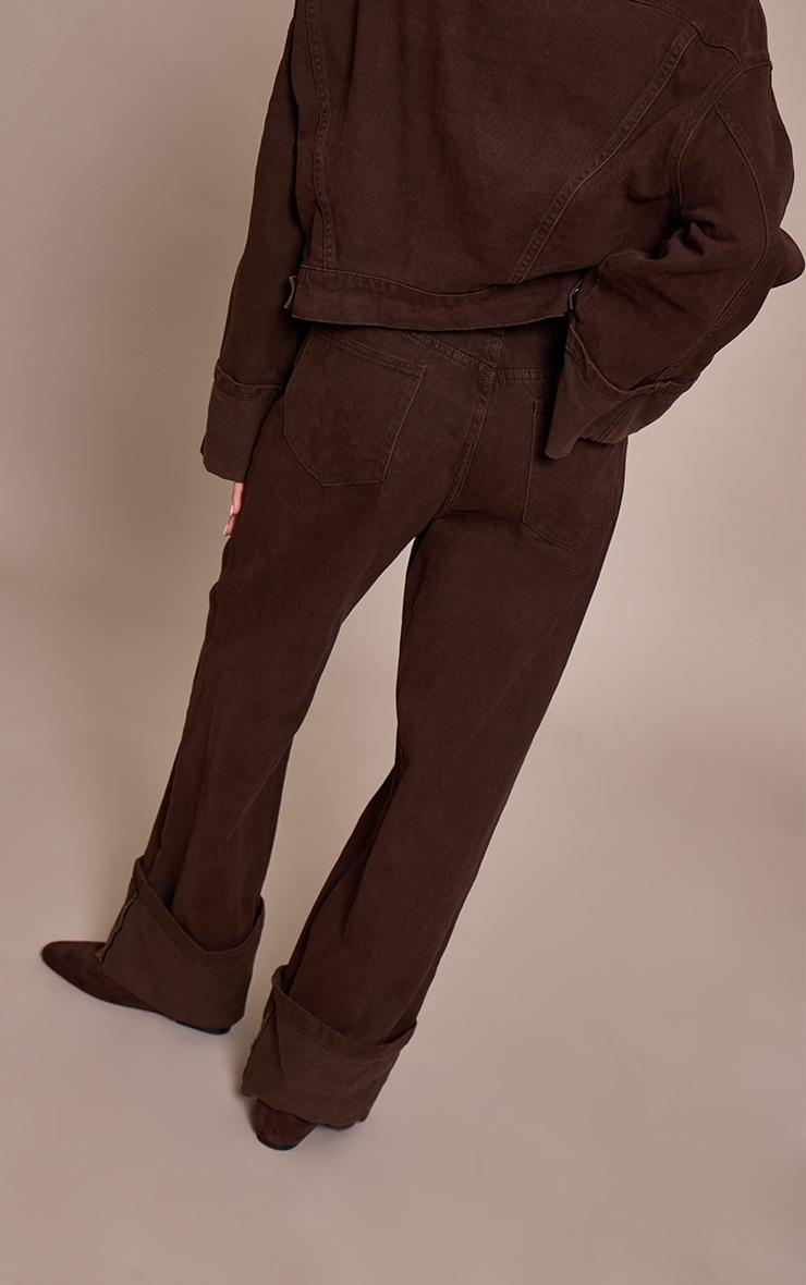 Pretty Little Thing Dark Chocolate Turn Up Hem Jeans