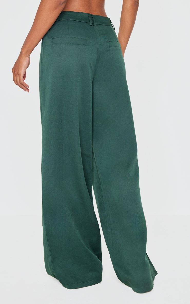 Pretty Little Thing Dark Green Woven Double Belt Loop Suit Pants