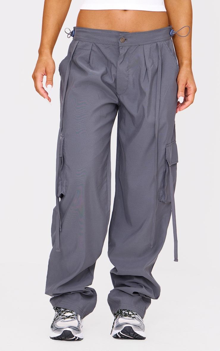 Pretty Little Thing Dark Grey Lightweight Shell Low Rise Cargo Ttrousers