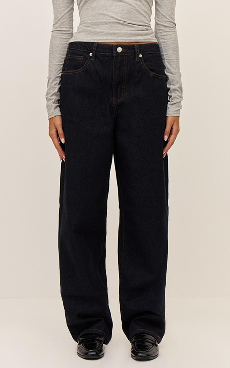 Pretty Little Thing Dark Indigo High Waist Boyfriend Jeans