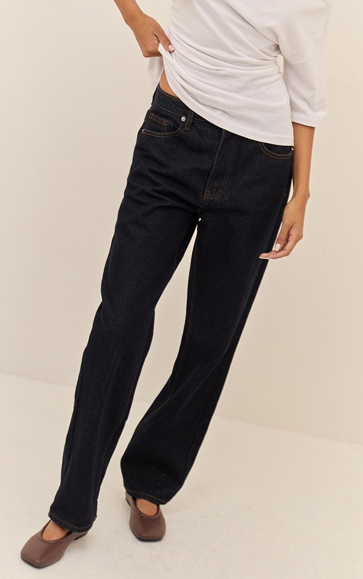 Pretty Little Thing Dark Indigo High Waist Straight Leg Jeans
