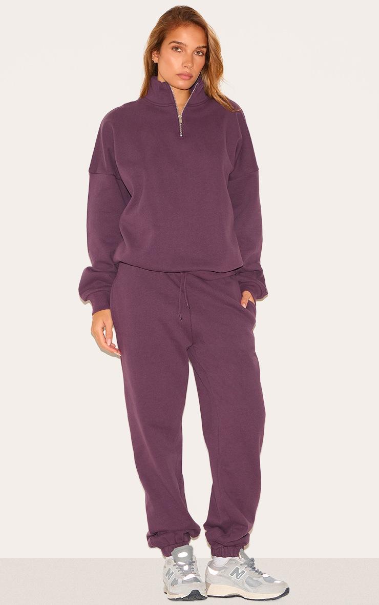 Pretty Little Thing Dark Plum Premium Cuffed Sweat Sweatpants