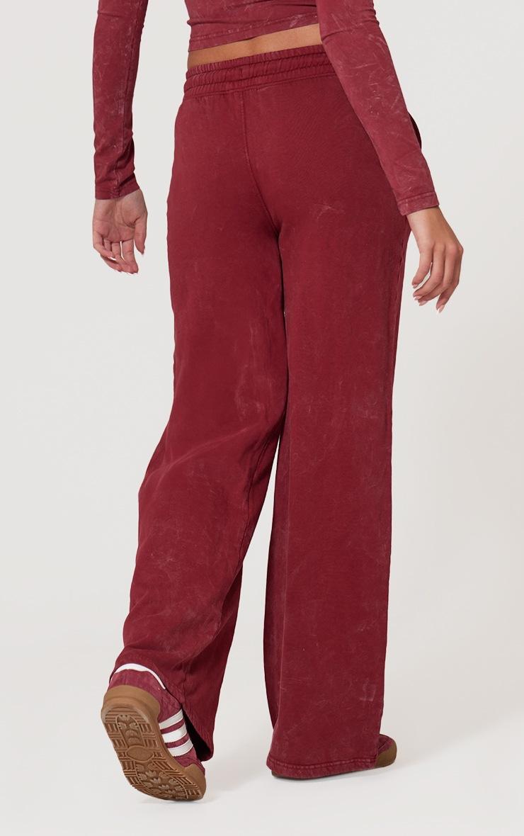 Pretty Little Thing Dark Red Washed Wide Leg Sweatpants
