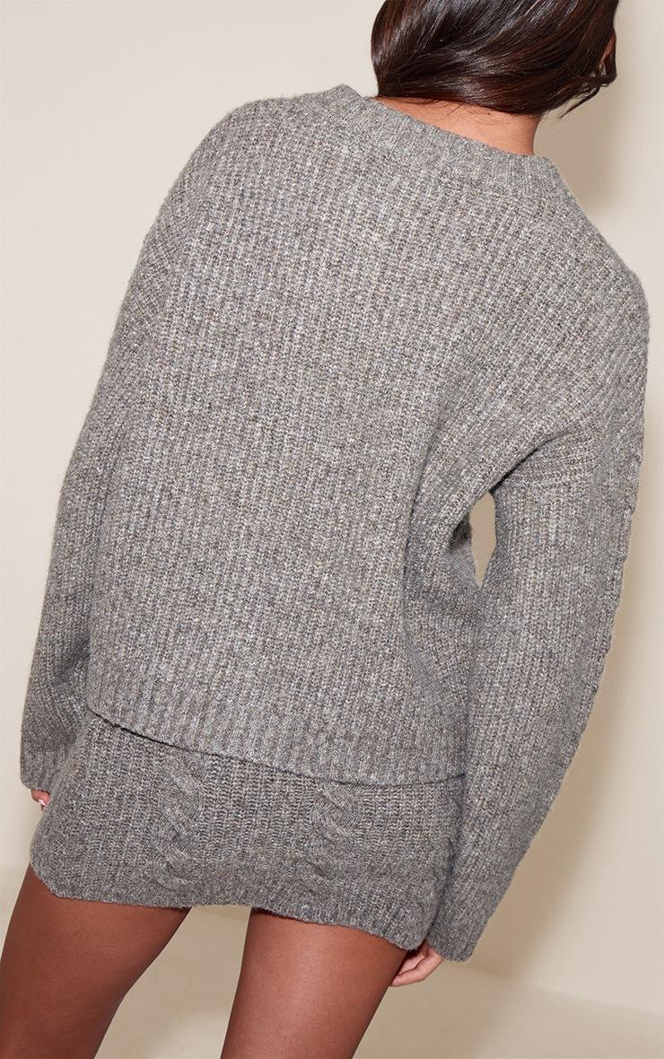 Pretty Little Thing Dark Taupe Cable Knit Mini Skirt