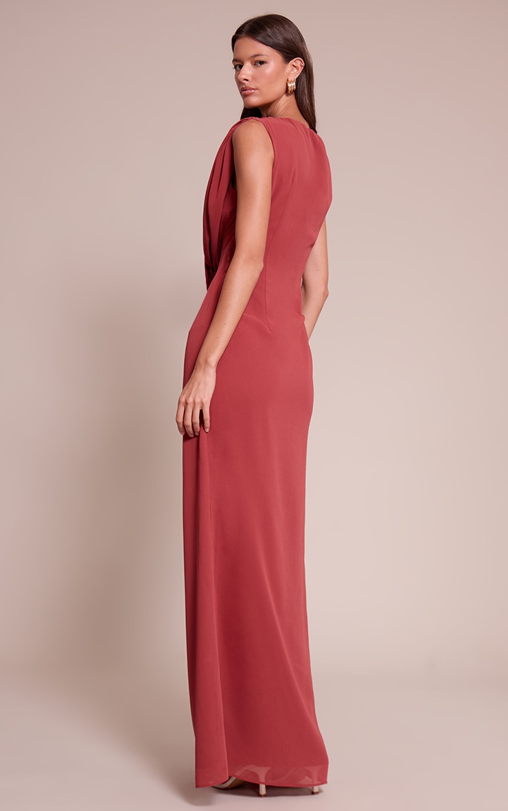 Pretty Little Thing Deep Blush Chiffon Wrap Detail Maxi Dress
