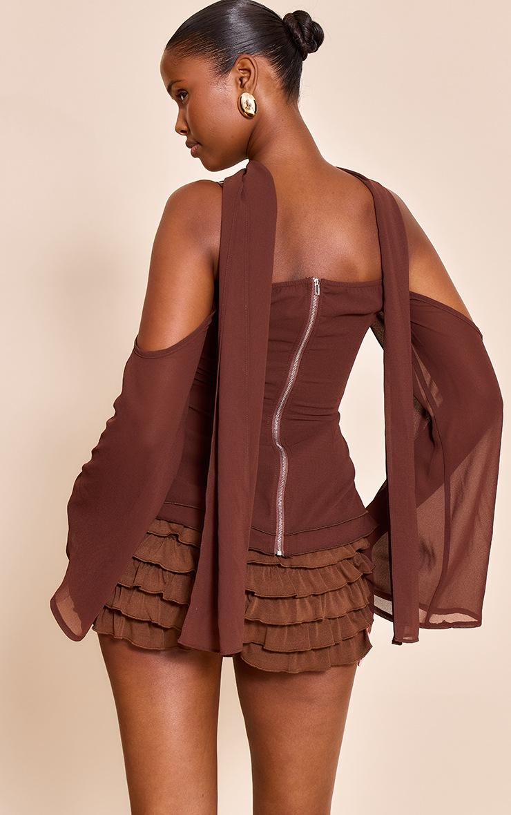 Pretty Little Thing Deep Chocolate Chiffon Drape Scarf Long Top