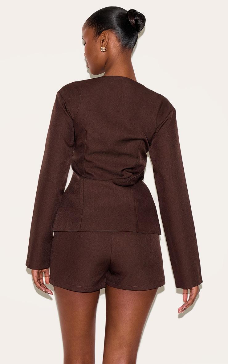 Pretty Little Thing Deep Chocolate Tailored Cinched Waist Asymmetric Blazer
