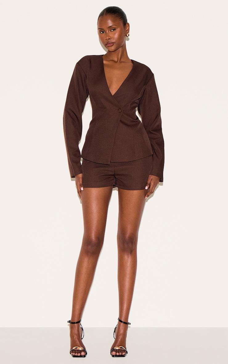 Pretty Little Thing Deep Chocolate Tailored Mid Rise Shorts