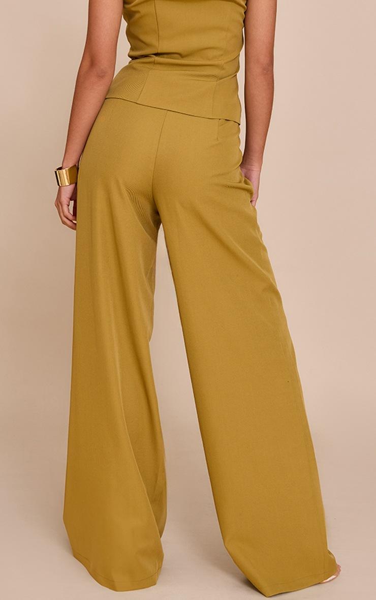 Pretty Little Thing Deep Mustard Tailored Tie Detail Woven Wide Leg Pants