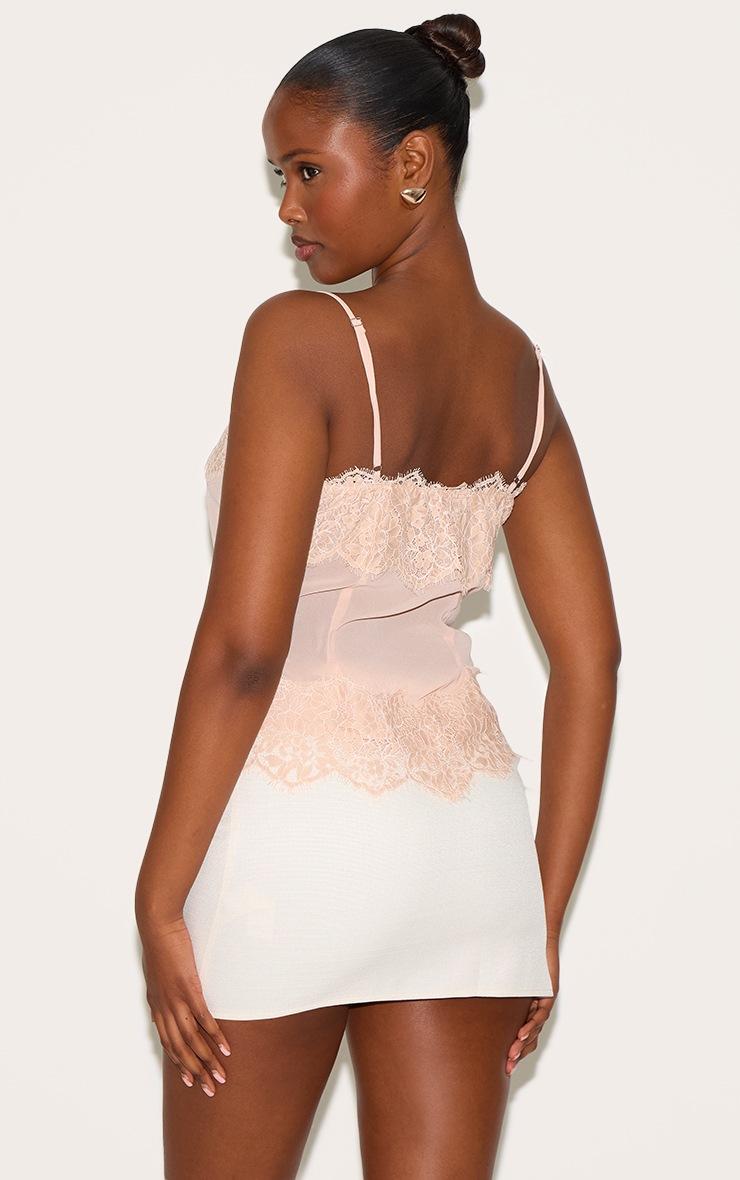 Pretty Little Thing Dusky Pink Sheer Chiffon Strappy Lace Trim Cami Top