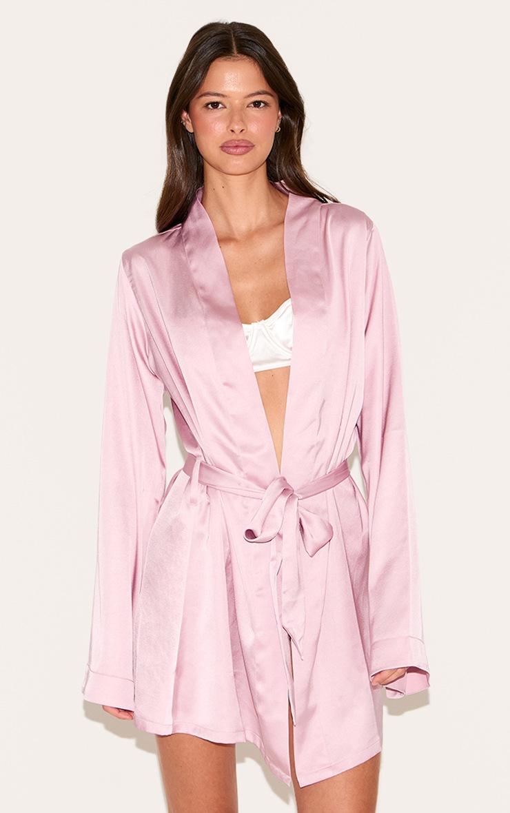 Pretty Little Thing Dusty Pink Bridesmaid Satin Embroidered Robe