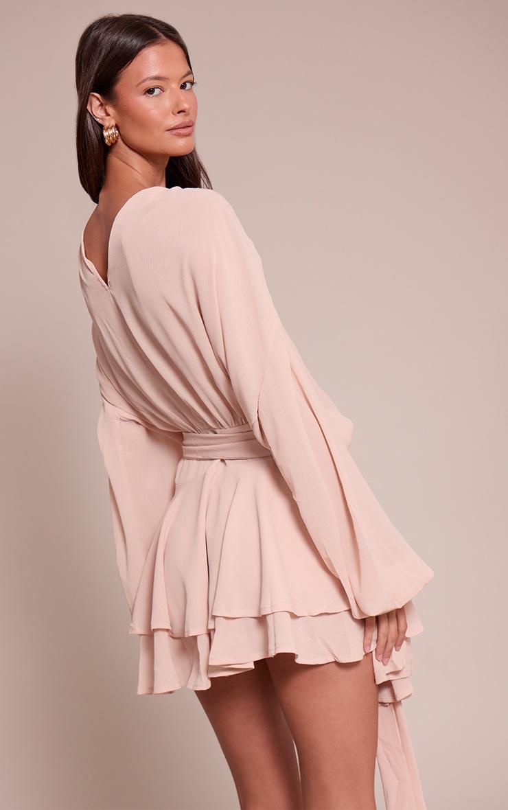 Pretty Little Thing Dusty Pink Chiffon Belt Wrap Mini Shift Dress