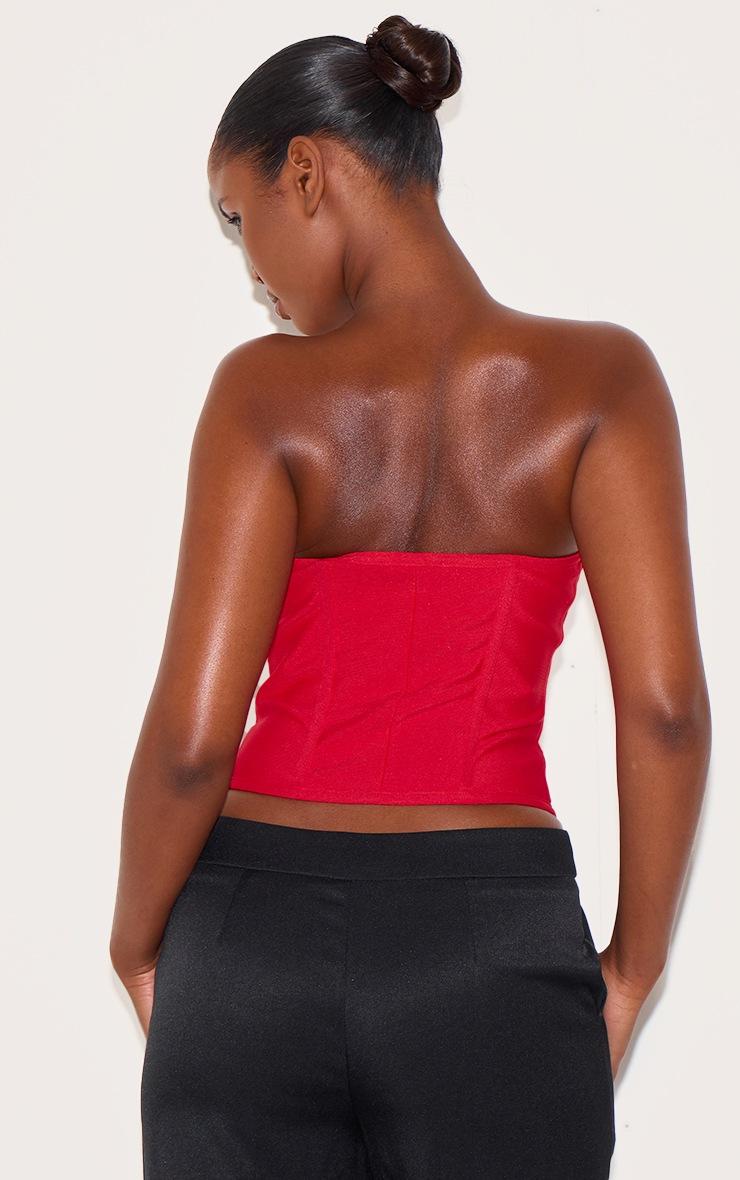 Pretty Little Thing Dusty Red Bandage Hook And Eye Structured Corset