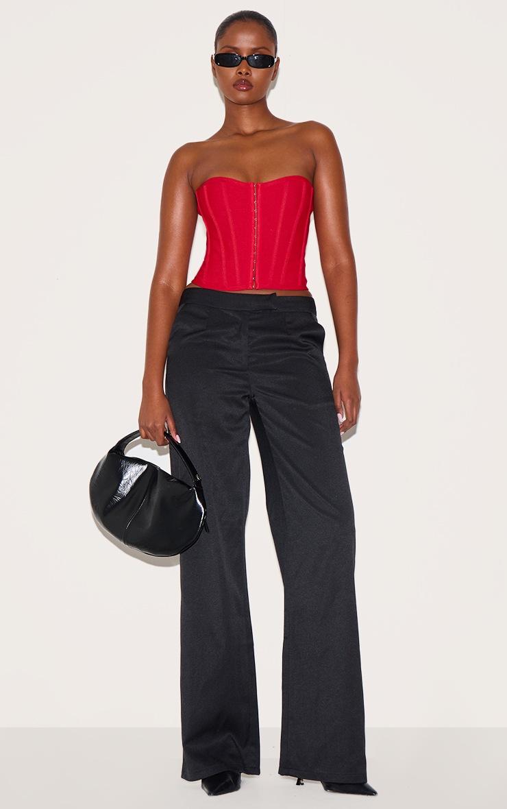 Pretty Little Thing Dusty Red Bandage Hook And Eye Structured Corset