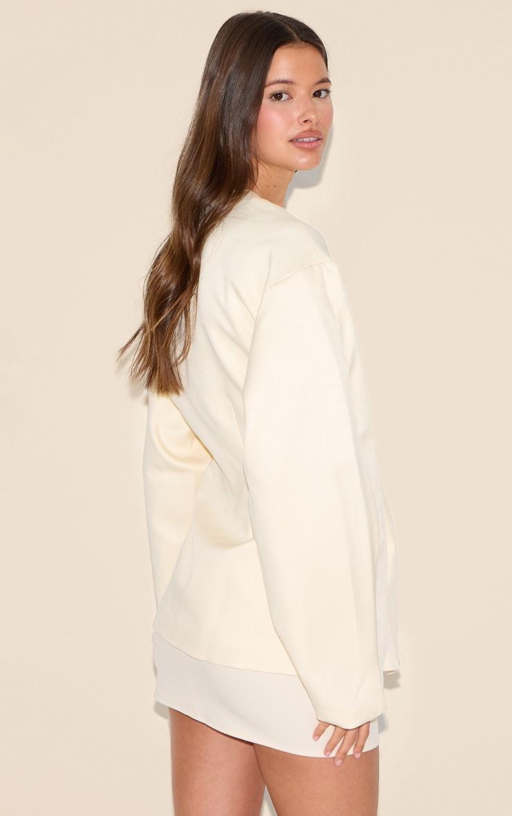 Pretty Little Thing Ecru Cocoon Sleeve Cinched Waist Pocket Blazer