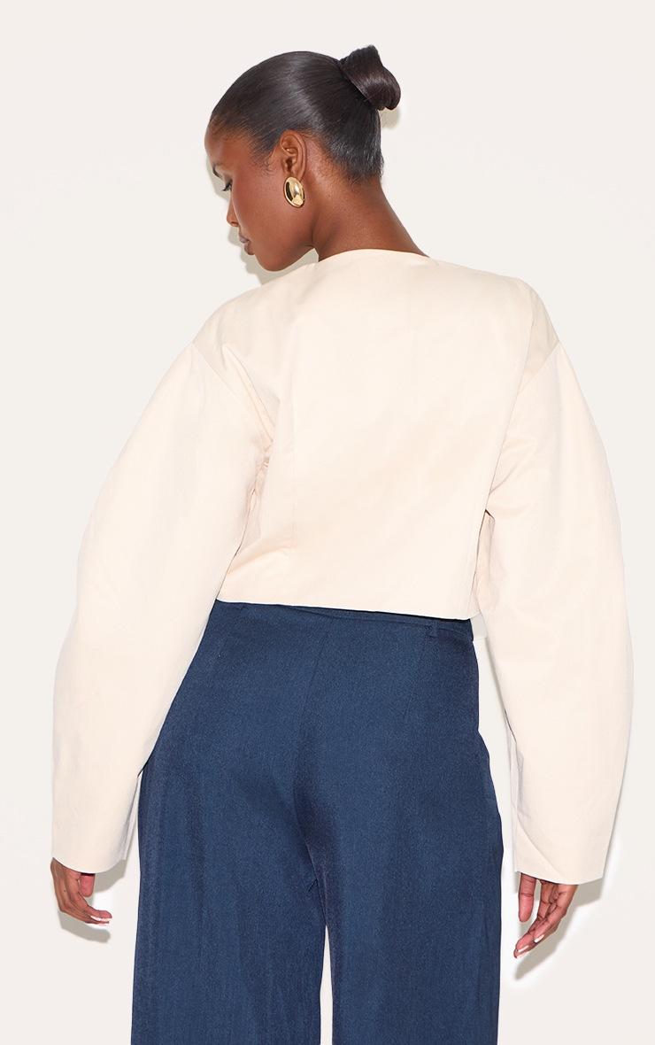 Pretty Little Thing Ecru Cocoon Sleeve Cropped Blazer