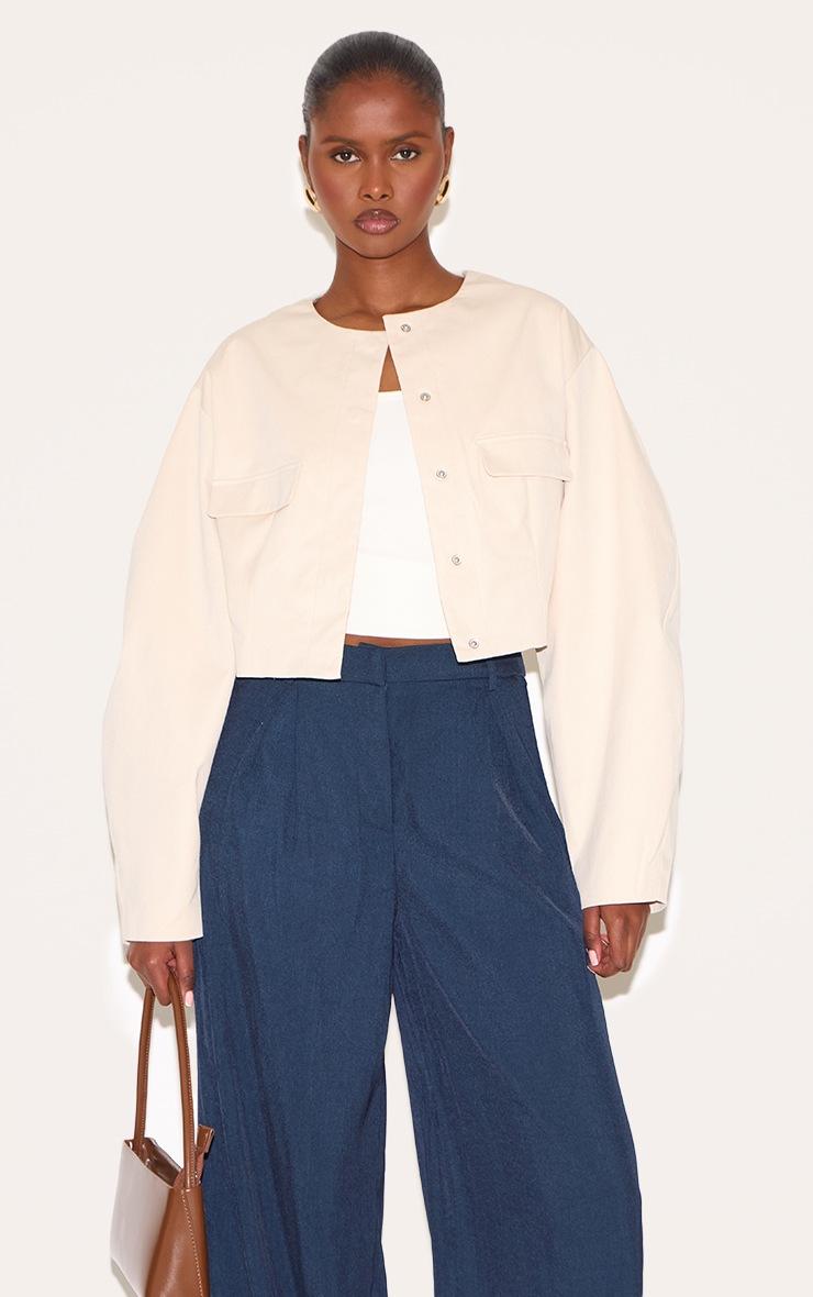Pretty Little Thing Ecru Cocoon Sleeve Cropped Blazer