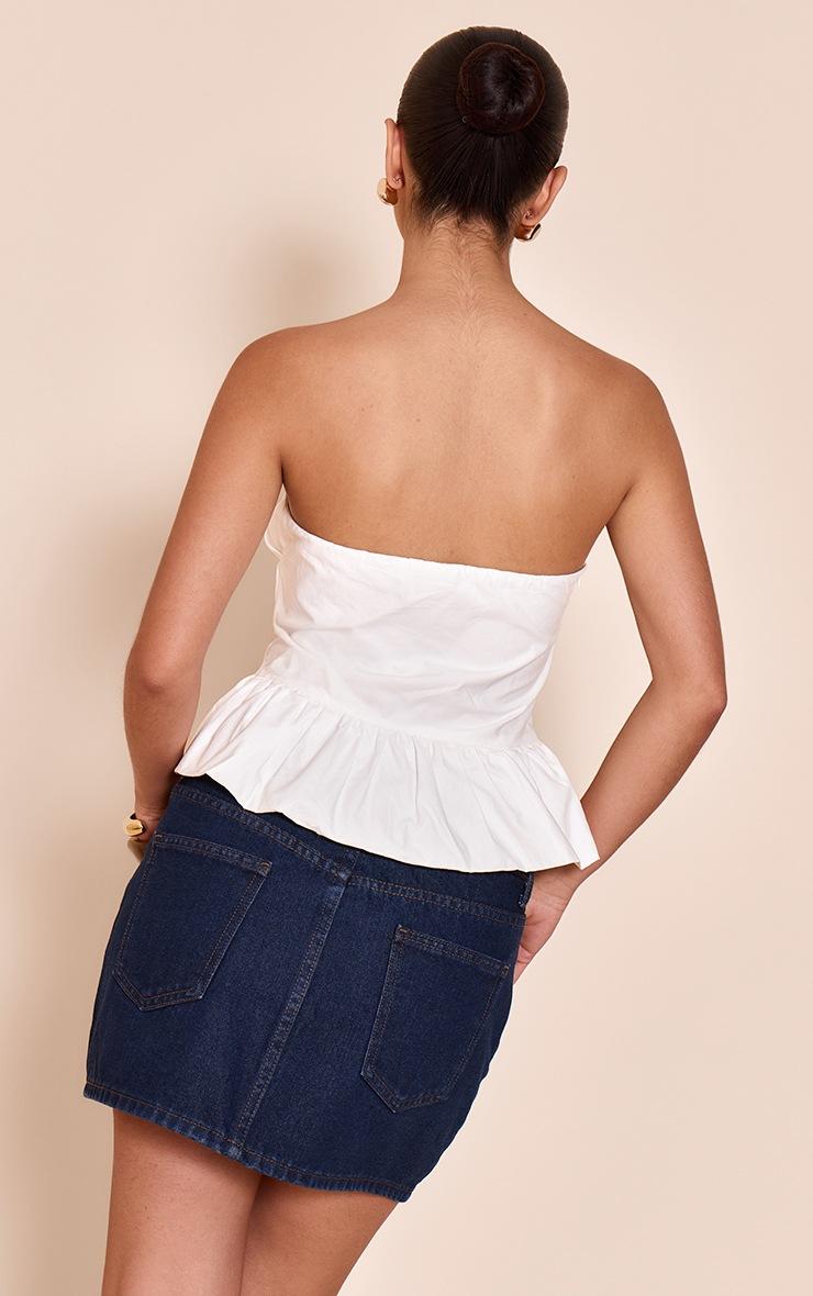 Pretty Little Thing Ecru Cotton Bandeau Peplum Frill Top
