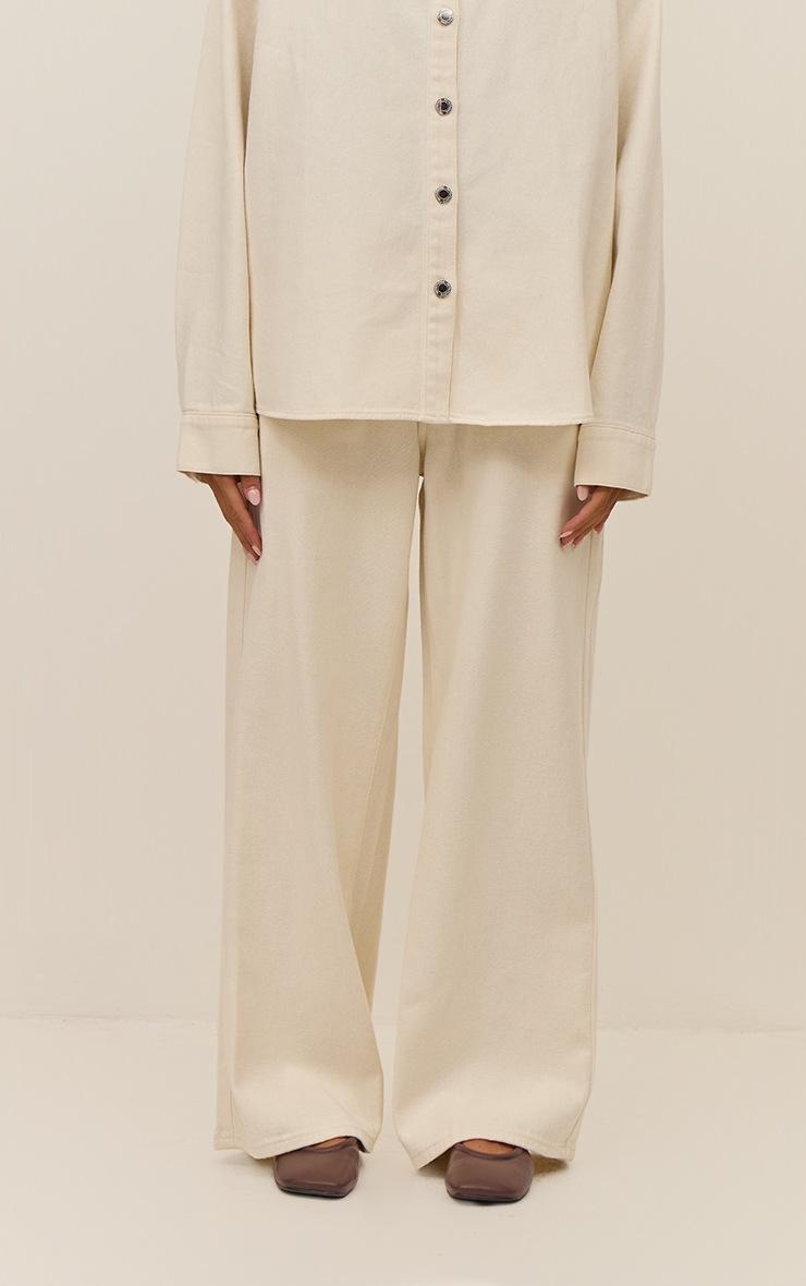 Pretty Little Thing Ecru Low Rise Wide Leg Style Jeans