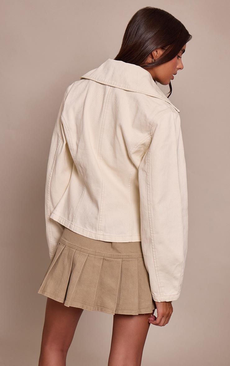 Pretty Little Thing Ecru Sailor Collar Double Ended Zip Cinch Jacket