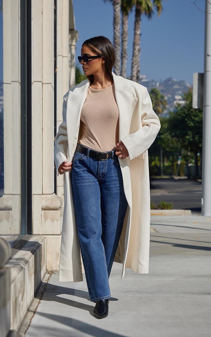 Pretty Little Thing Ecru Structured Extreme Oversized Double Breasted Coat