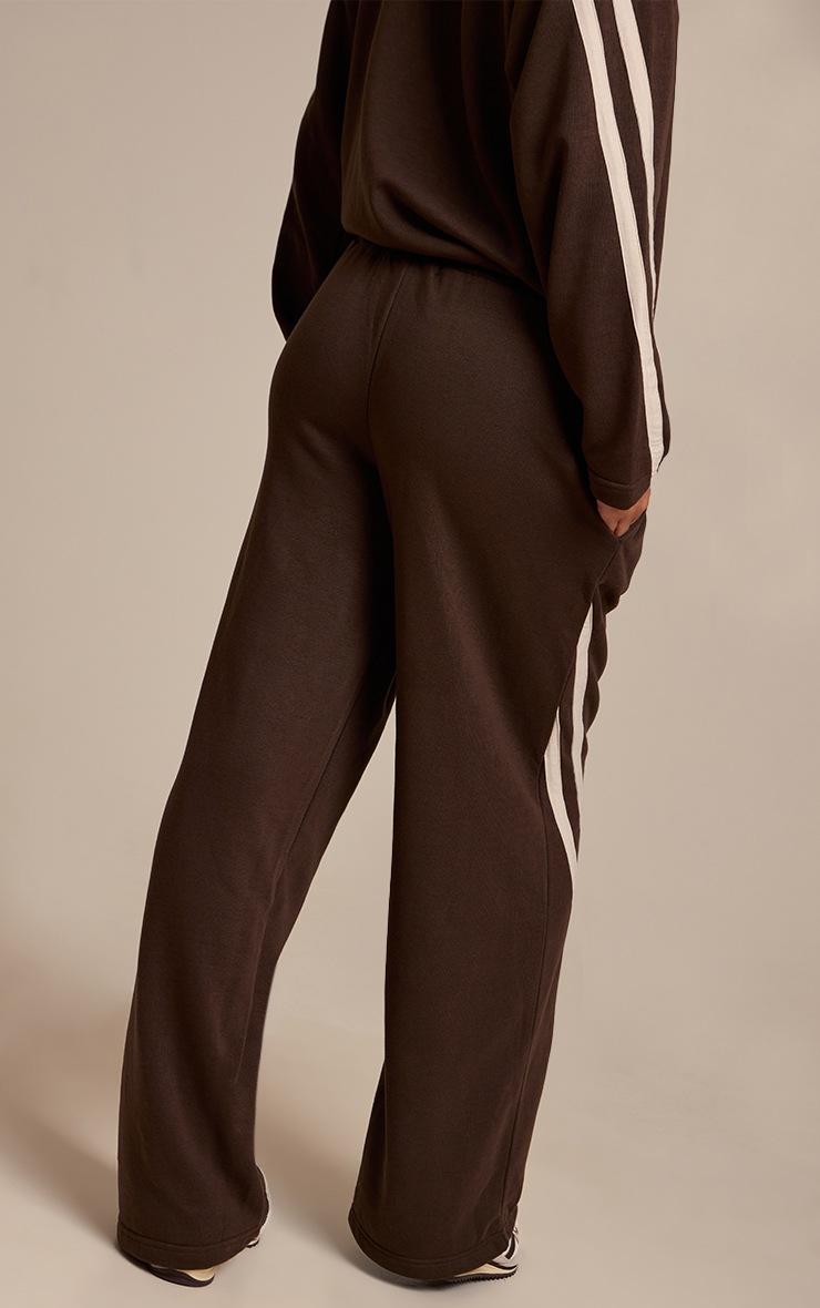 Pretty Little Thing Espresso Contrast Striped Wide Leg Sweatpants