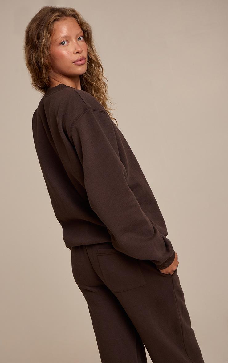 Pretty Little Thing Espresso Cotton Fleece Pullover Sweatshirt
