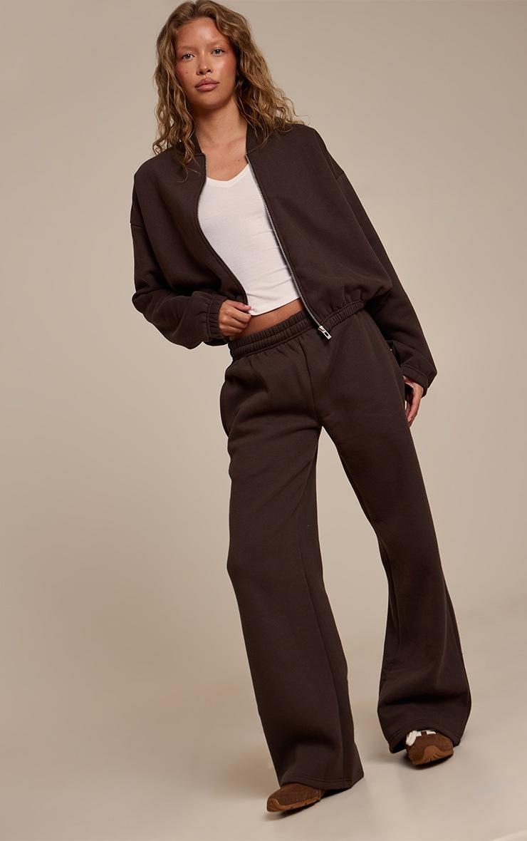 Pretty Little Thing Espresso Cotton Fleece Straight Leg Sweatpants
