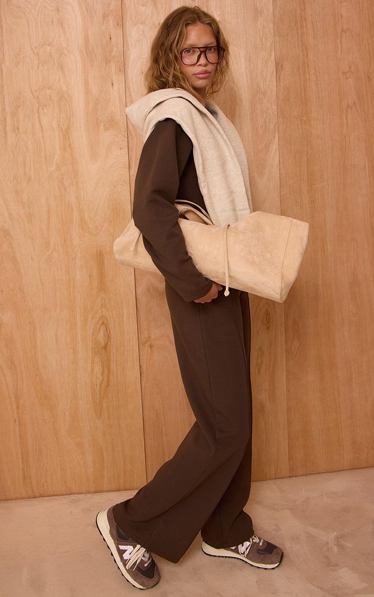 Pretty Little Thing Espresso Interlock Pintuck Straight Leg Sweatpants