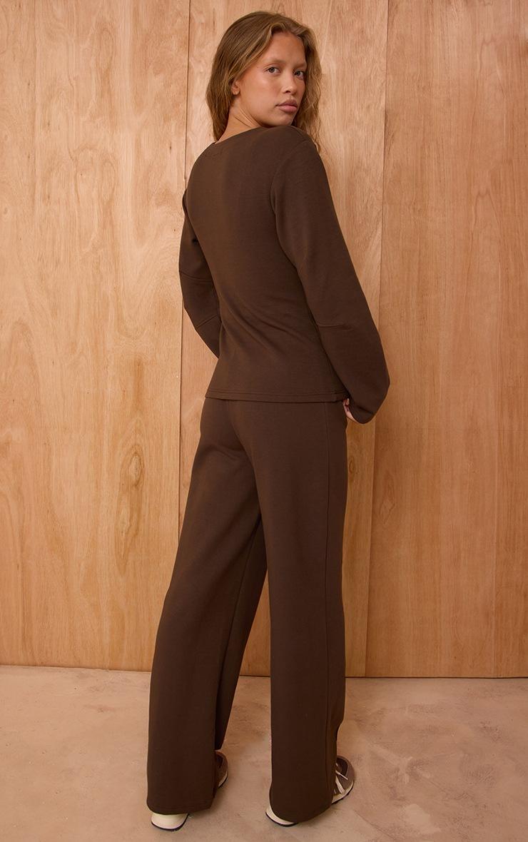 Pretty Little Thing Espresso Interlock Pintuck Straight Leg Sweatpants