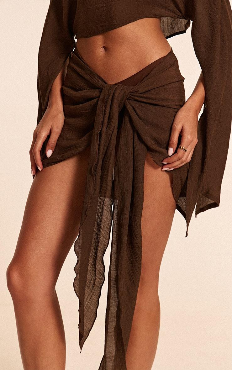 Pretty Little Thing Espresso Linen Look Mini Sarong
