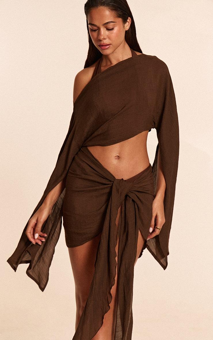 Pretty Little Thing Espresso Linen Look Mini Sarong
