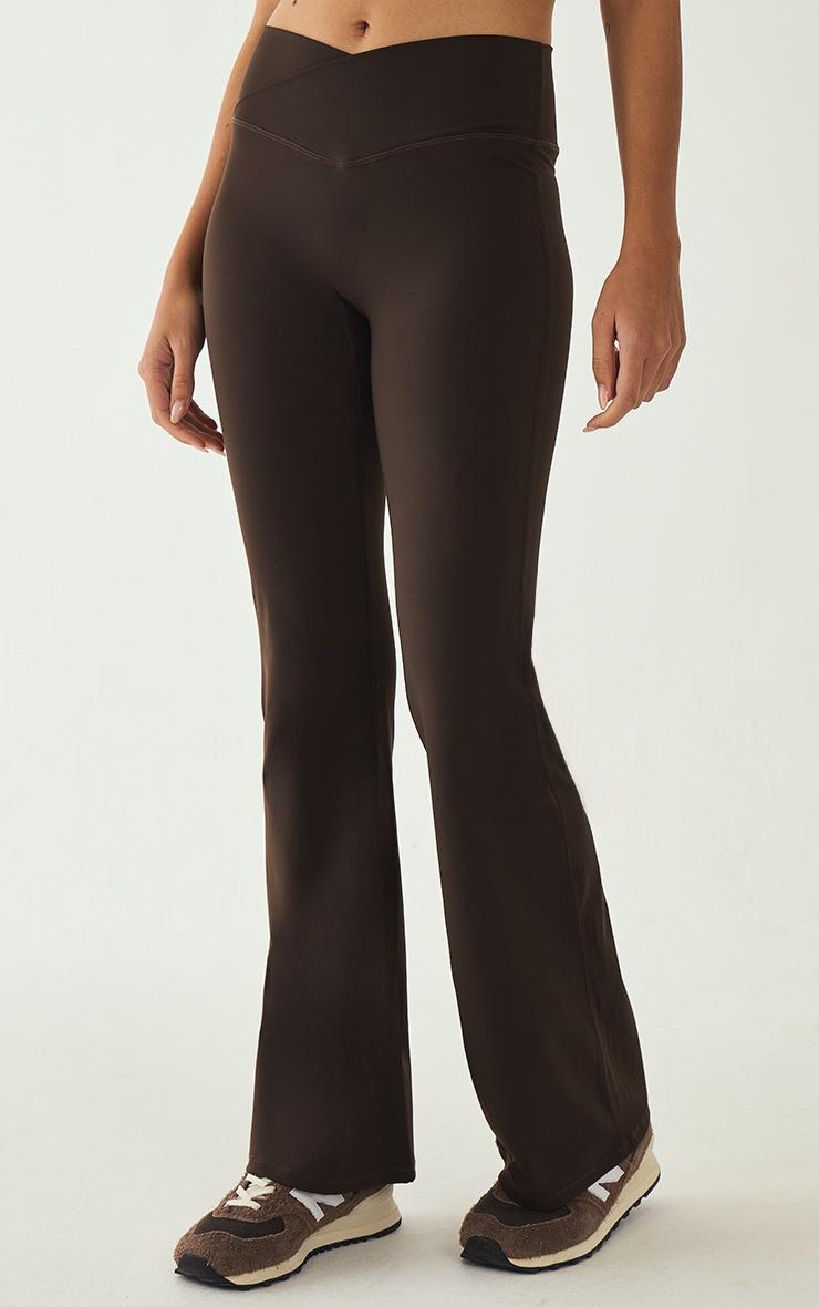 Pretty Little Thing Espresso Sculpt Wrap Waist Yoga Pants