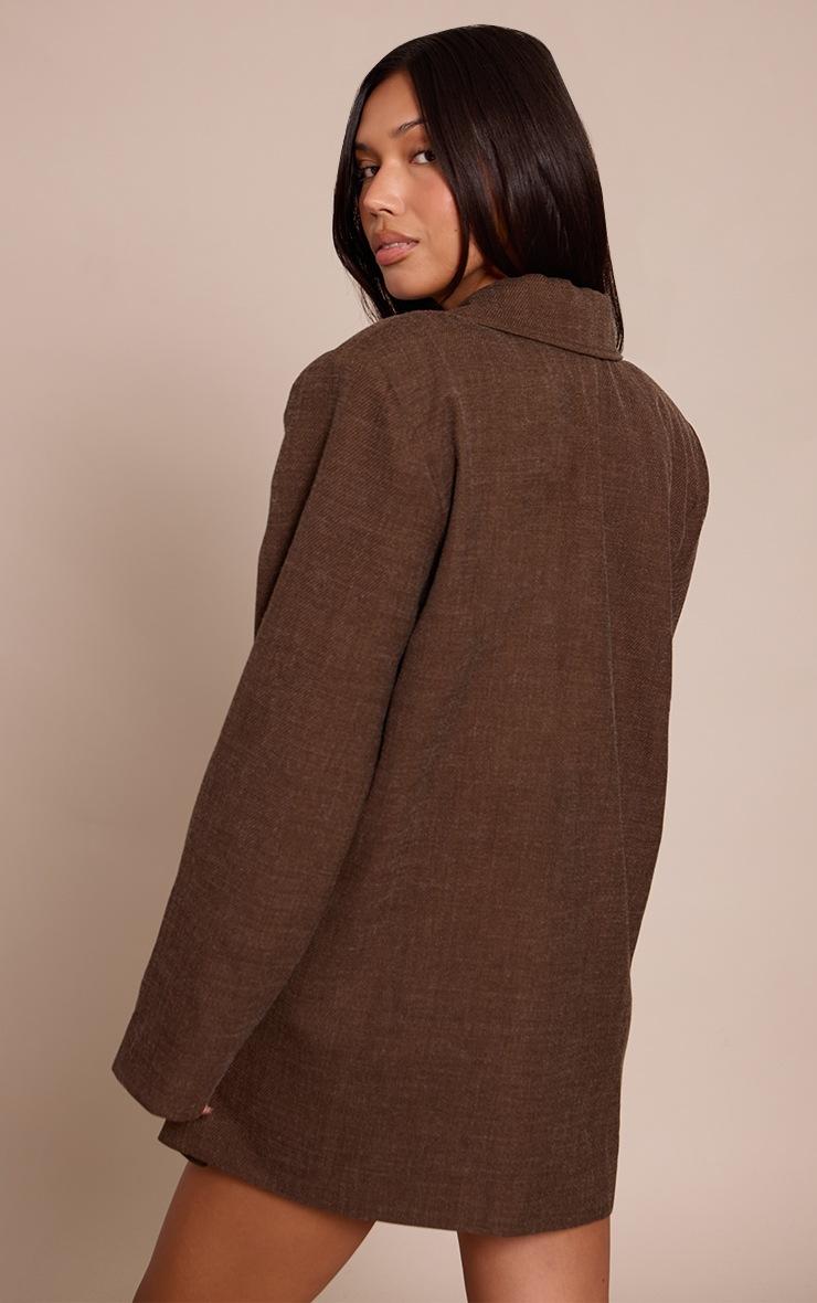 Pretty Little Thing Espresso Textured Woven Boxy Blazer Dress