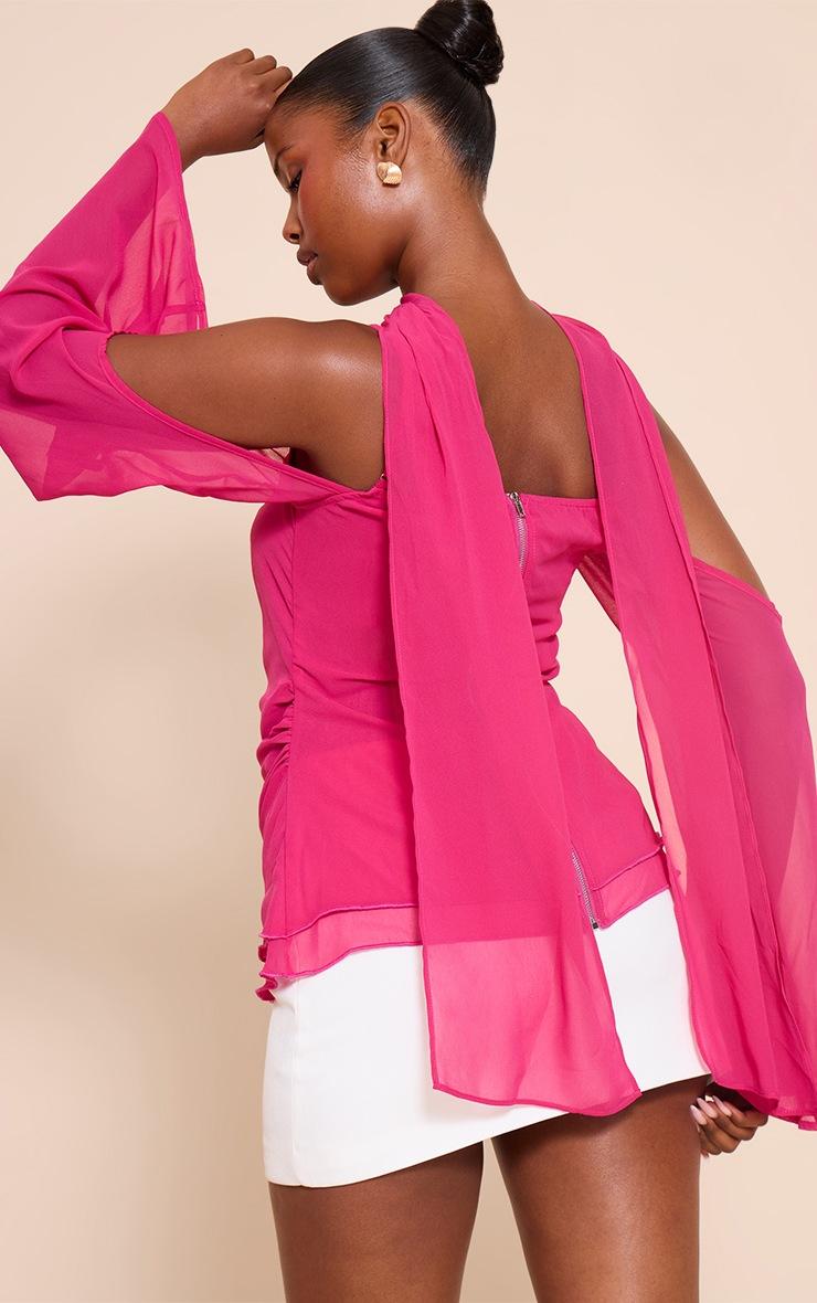 Pretty Little Thing Fuchsia Chiffon Drape Scarf Long Top