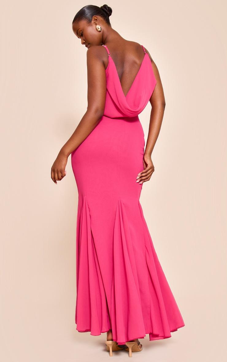 Pretty Little Thing Fuschia Chiffon Scoop Neck Cowl Back Sleeveless Maxi Dress