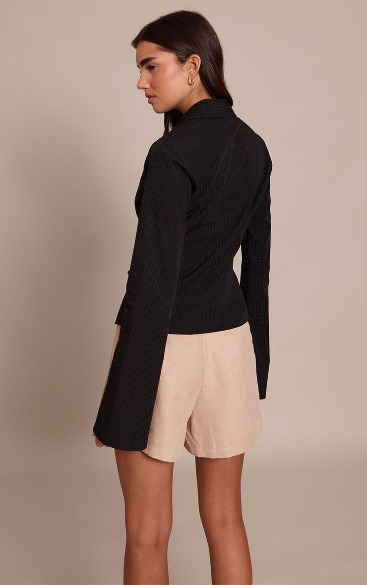 Pretty Little Thing Green Check Seam Detail Fitted Shirt