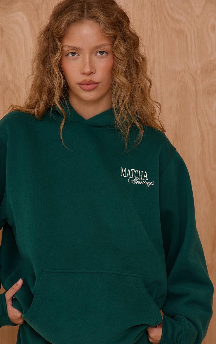 Pretty Little Thing Green Matcha Mornings Cotton Fleece Oversized Pull Over Hoodie