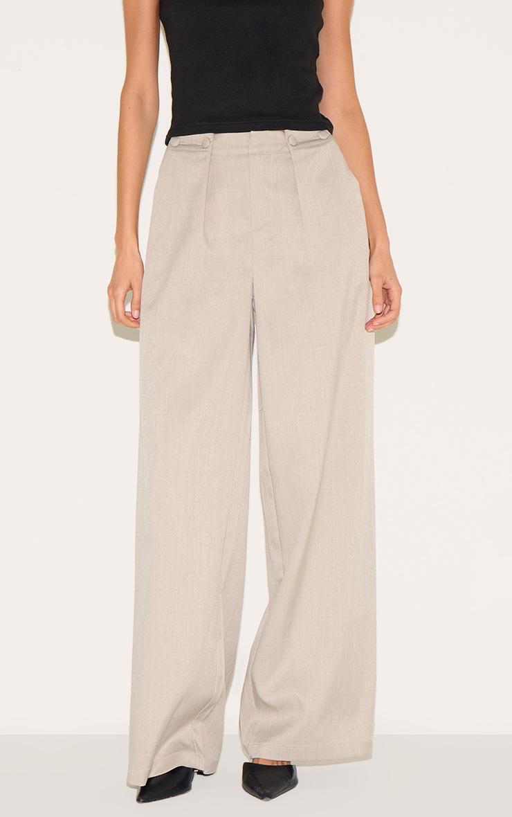 Pretty Little Thing Grey Adjustable Waistband Detail Tailored Pants