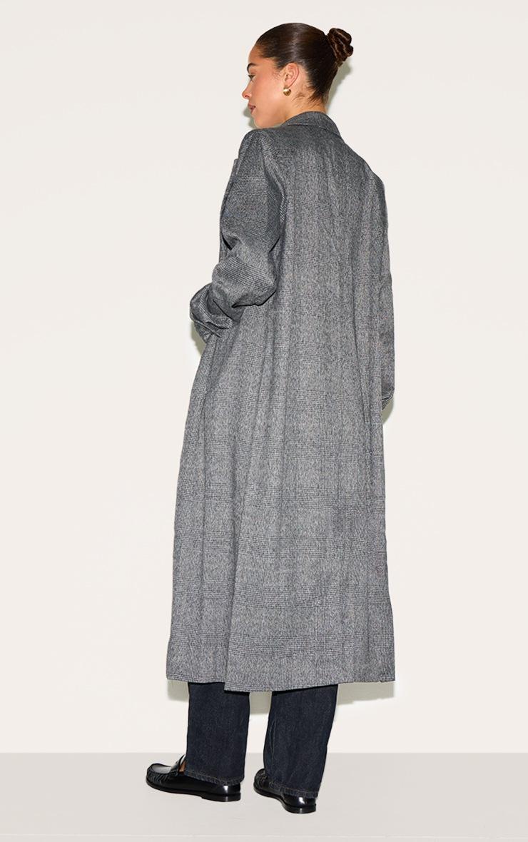 Pretty Little Thing Grey Check Print Oversized Trench Coat