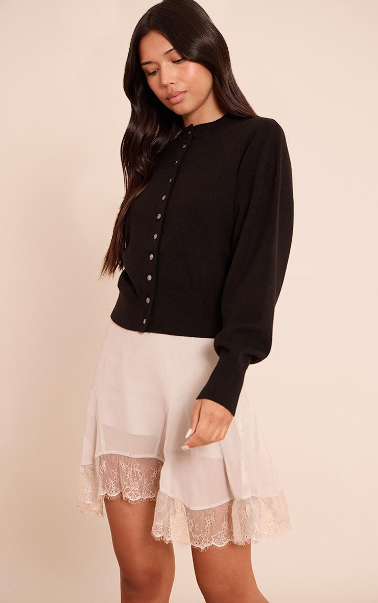 Pretty Little Thing Grey Chiffon Lace Trim Hanky Hem Mini Skirt