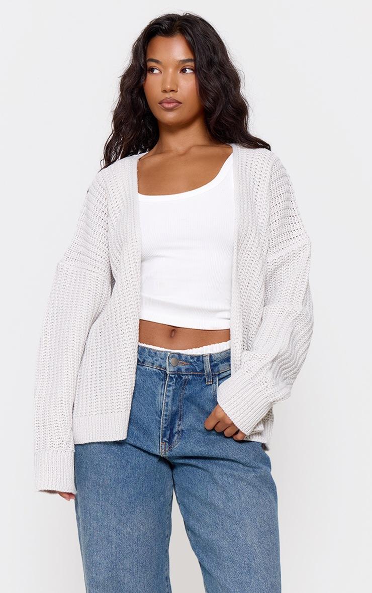 Pretty Little Thing Grey Chunky Knit Slouchy Cardigan
