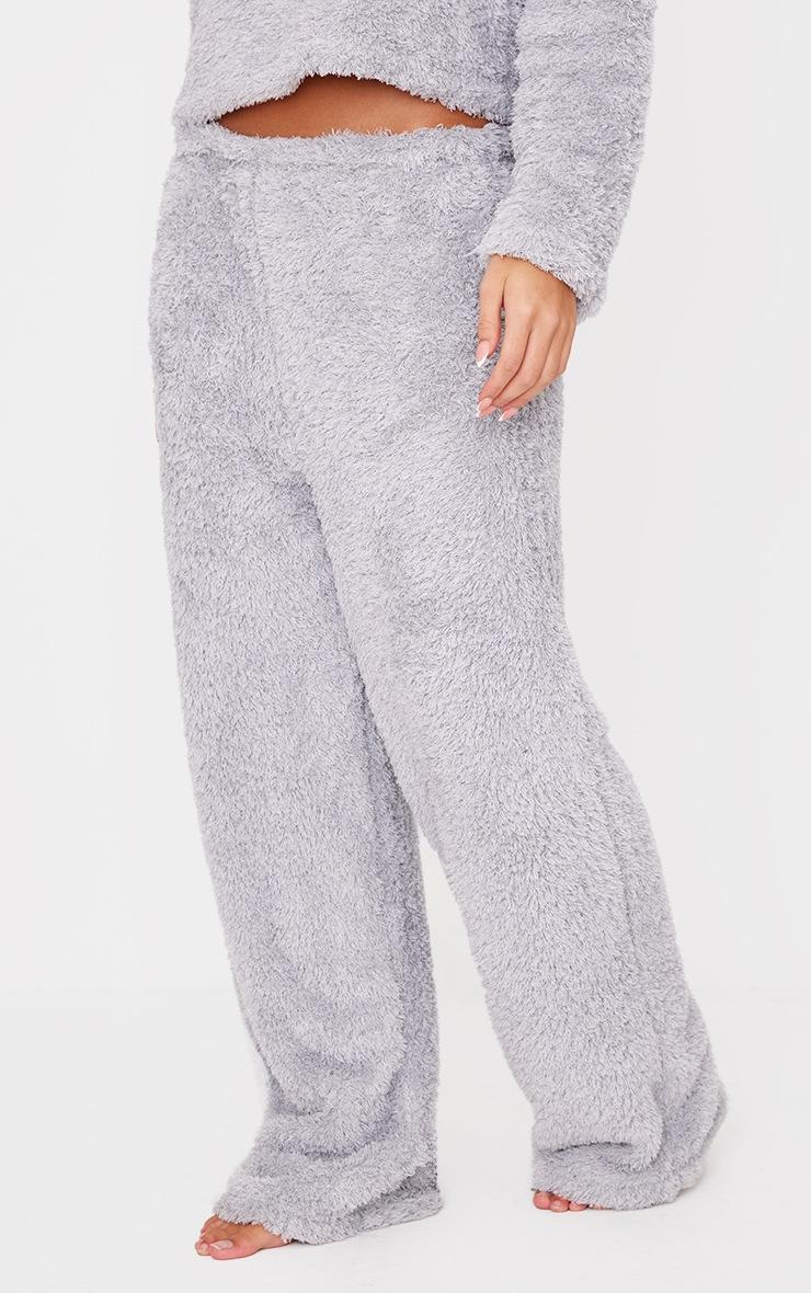 Pretty Little Thing Grey Cosy Fleece Wide Leg PJ Pants