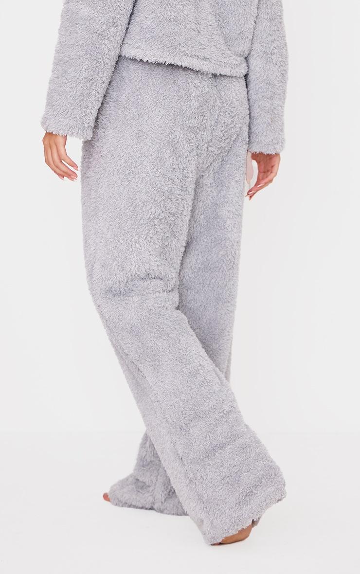 Pretty Little Thing Grey Cosy Fleece Wide Leg PJ Pants