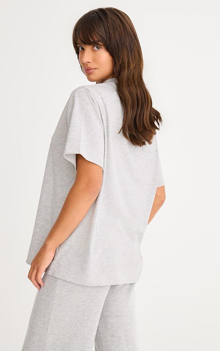 Pretty Little Thing Grey Cotton Basic Oversized T-shirt