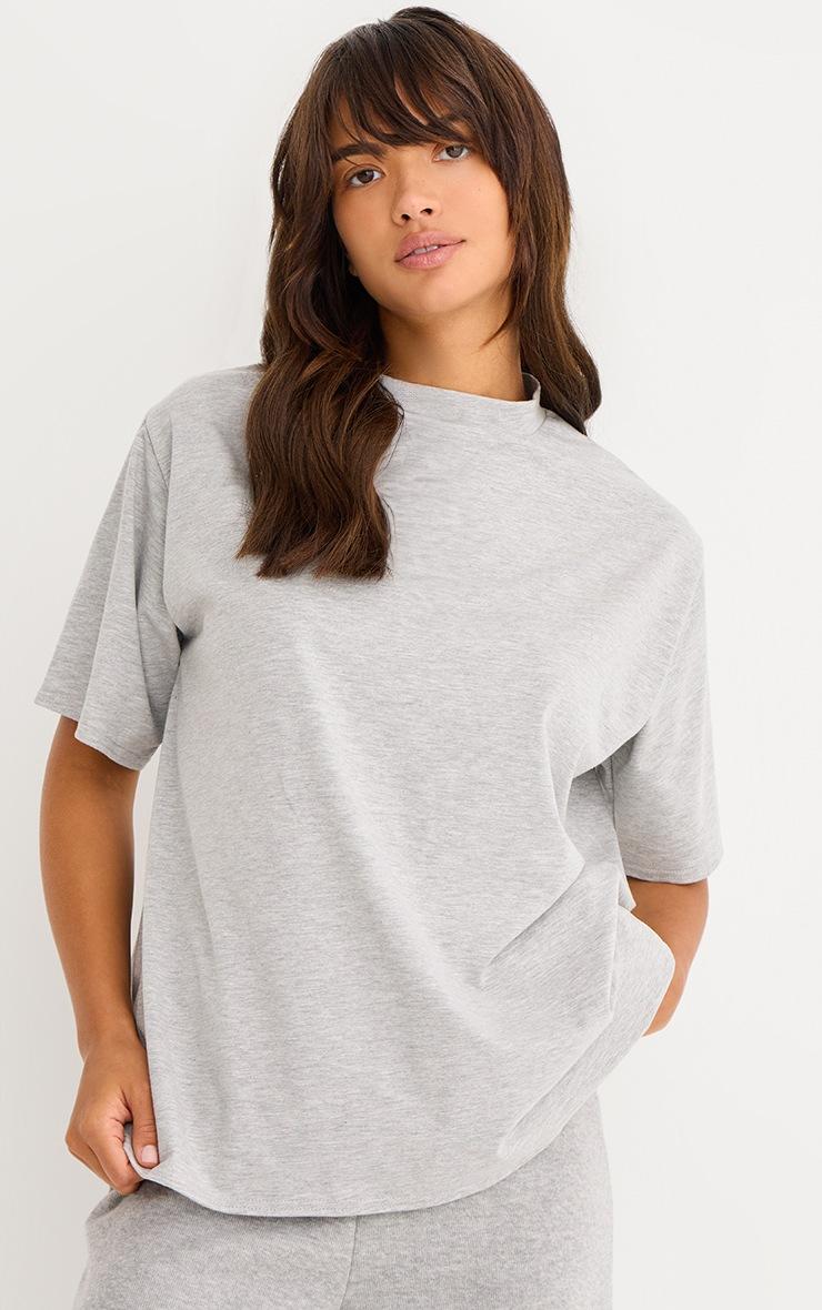 Pretty Little Thing Grey Cotton Basic Oversized T-shirt