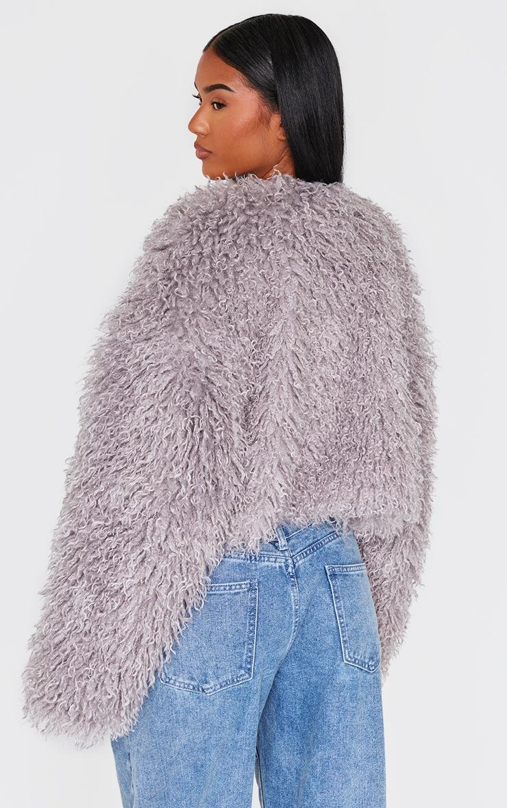 Pretty Little Thing Grey Cropped Faux Fur Style Coat